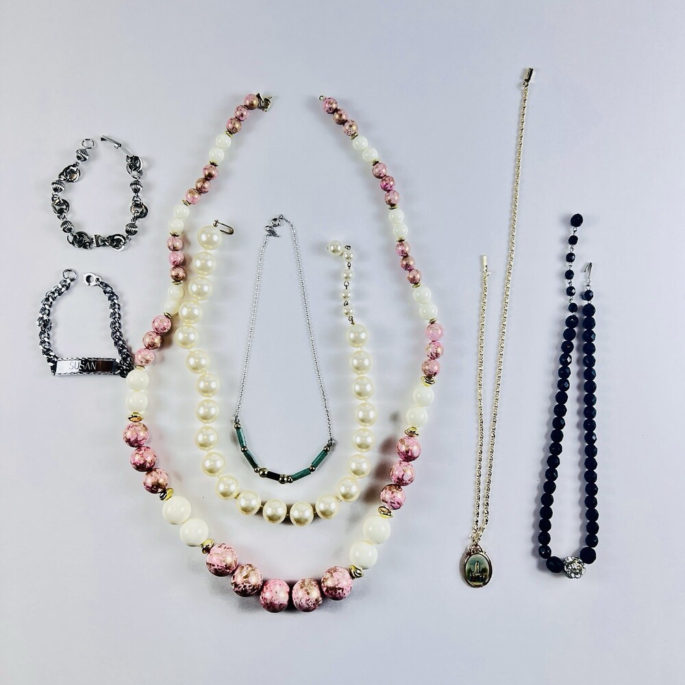 Vintage Jewelry Lot Germany Religious Necklace Beads Pearls Bracelets Repair